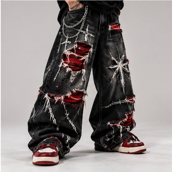 red-distressed-baggy-jeans